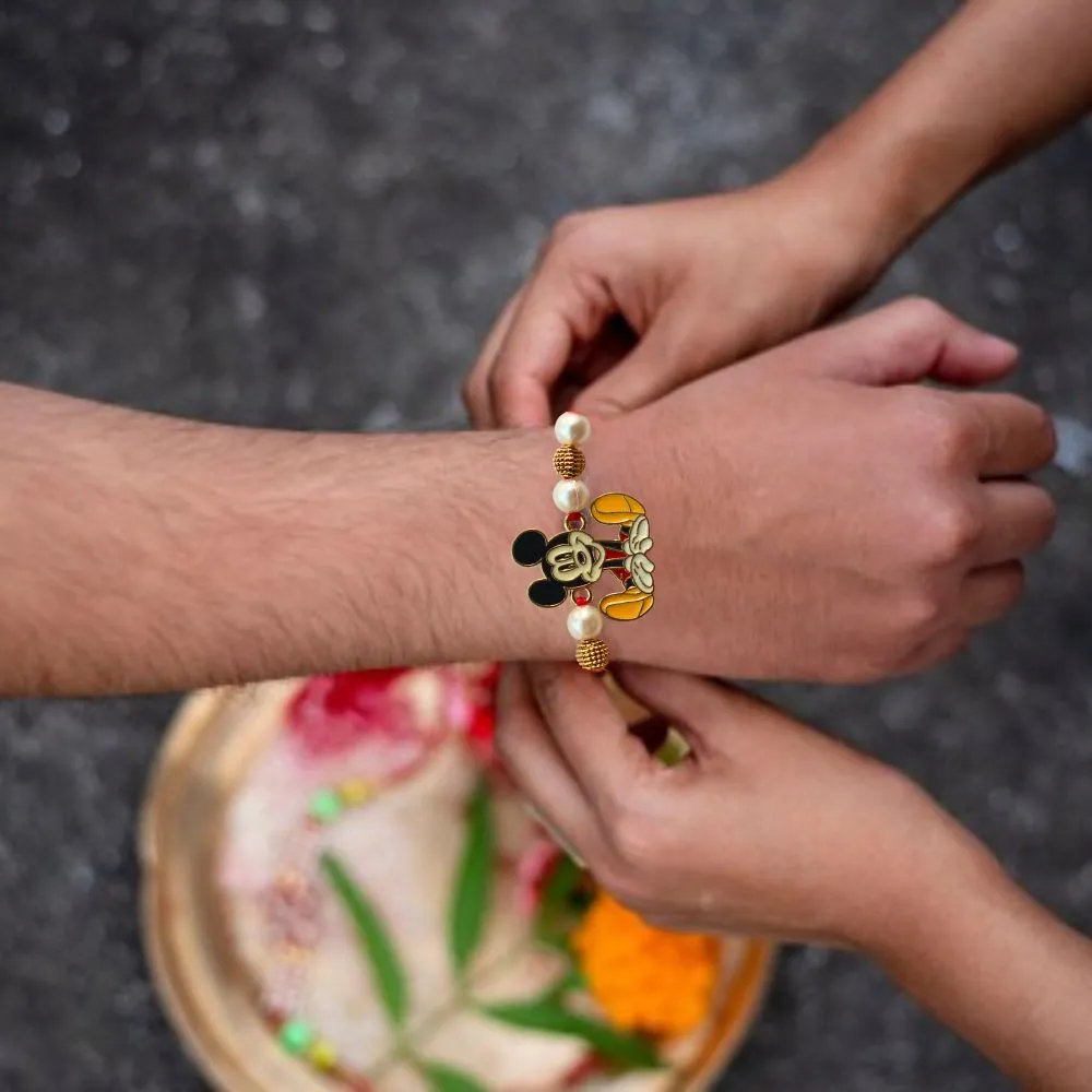 Cute Mickey Rakhi in Metal Finish